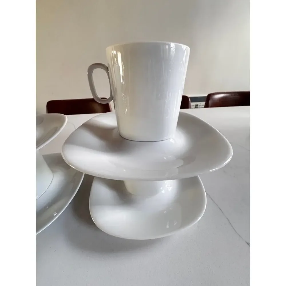 18pc Gerald Gulotta Block Langenthal Transition White Coffee Set + Platter MCM